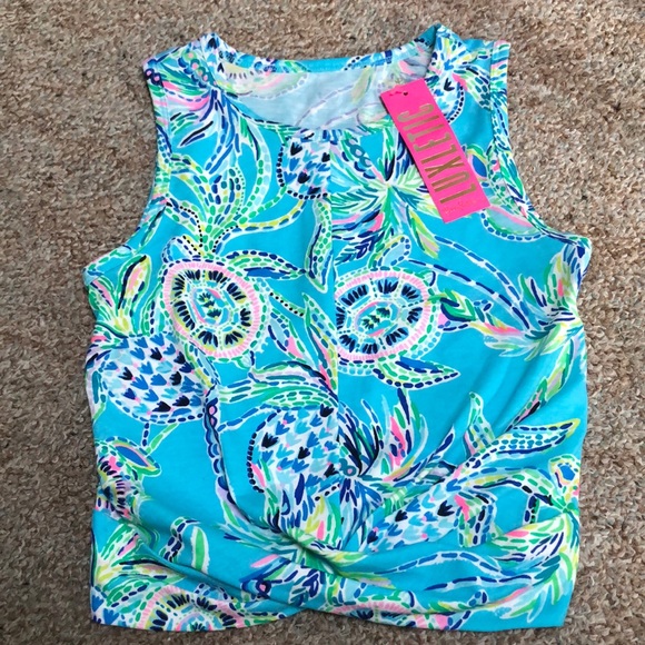 Lily Pulitzer Greer Luxletic Tank Bermuda Blue Turtle size XXS - Picture 1 of 9